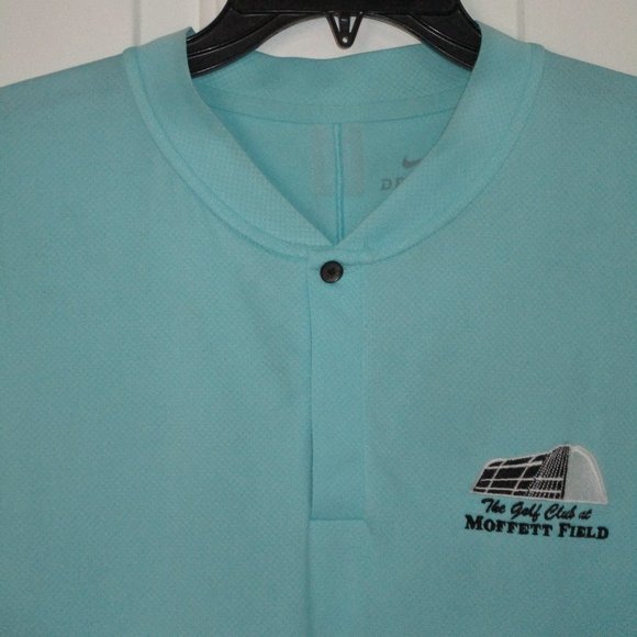 Nike Tiger Woods Mens The Golf Club at Moffett Field S/S Aqua Henley NWOT - XL - Picture 2 of 5